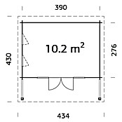 Palmako Gartenhaus Caroline (Außenmaß inkl. Dachüberstand (B x T): 434 x 430 cm, Holz, Grau) | BAUHAUS