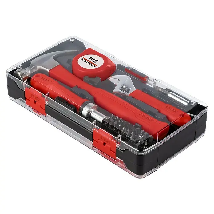 Kreator Set de herramientas KRT951014 - 28 pzs. - Kit de herramientas con martillo, llave inglesa, cinta métrica y destornillador. Ideal para aficionados al bricolaje y profesionales.