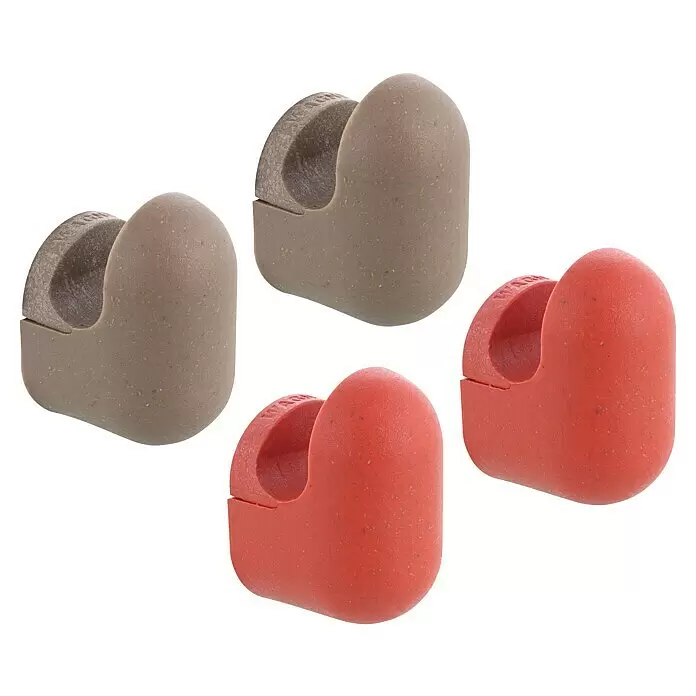 Wagner System Garderobenhaken-Set PILL - L x B x H: 37 x 31 x 51 mm, Taupe/Koralrot, 4 Stk. - Diagonale Ansicht