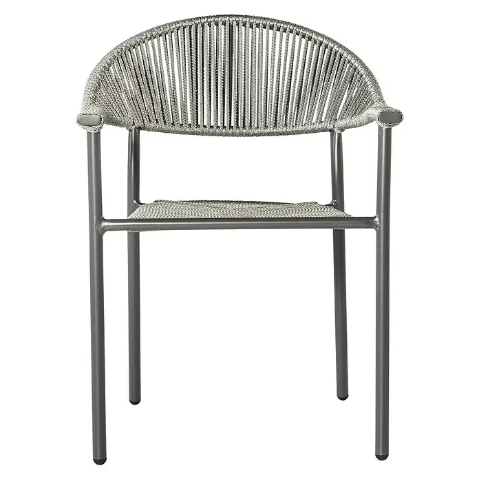 Silla de jardín Melk - 56 x 57 x 80 cm, Antracita, Cuerda, Apilable - Elegante silla gris de cuerda. Diseño moderno con asiento y respaldo trenzados, perfecta para interiores y exteriores.