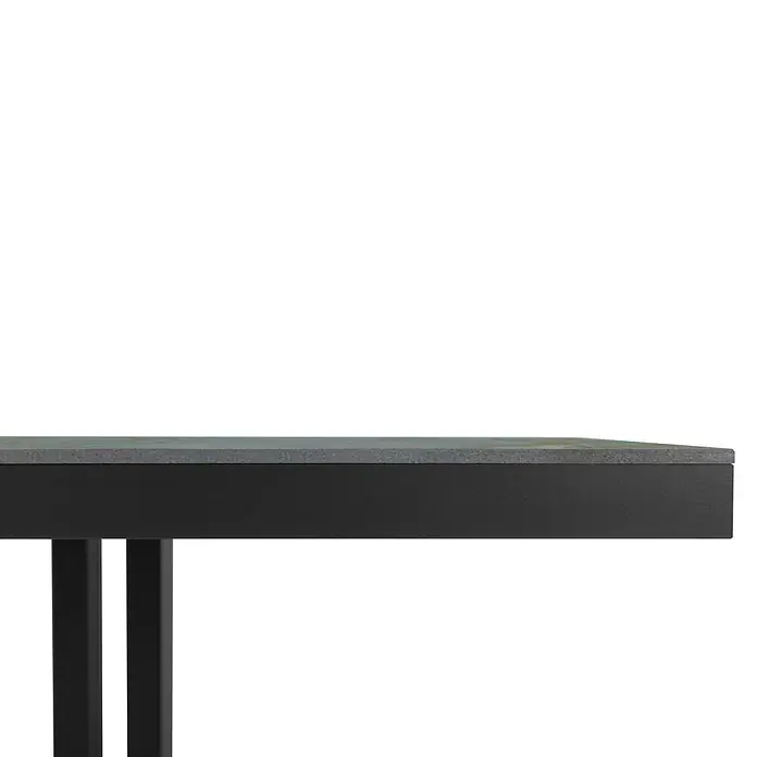 Mesa de jardín Doble Bridge - L x An x Al: 260 x 120 x 74 cm, Aluminio/Cerámica, Magna Blue - Primer plano de una mesa con tablero gris y estructura oscura, ideal para interiores con estilo.
