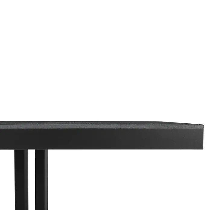 Mesa de jardín Doble Bridge - L x An x Al: 260 x 120 x 74 cm, Aluminio/Cerámica, Marquina Black - Vista detallada de una elegante mesa negra con patas estilizadas y una encimera moderna. Diseño atemporal para cualquier habitación.
