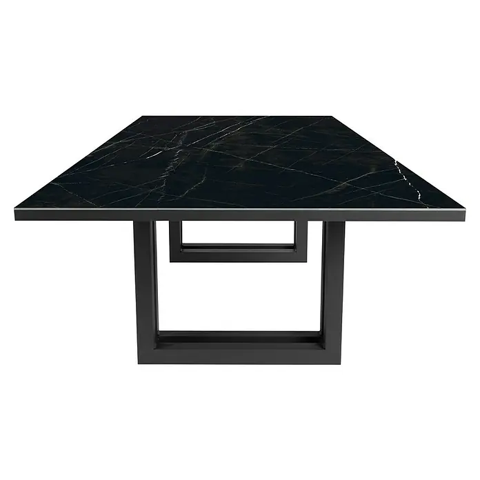 Mesa de jardín Doble Bridge - L x An x Al: 260 x 120 x 74 cm, Aluminio/Cerámica, Marquina Black - Elegante mesa de comedor negra con tapa de mármol y estructura metálica moderna. Mueble elegante para comedores o salones.