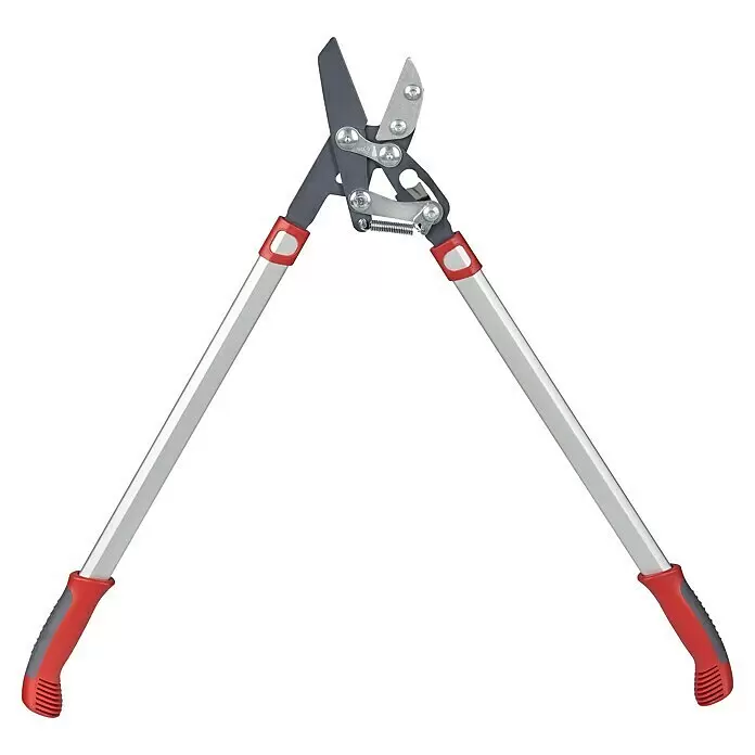 Wolf-Garten Astschere RS 800 V - Max. Aststärke: 50 mm, Amboss - Rote und graue Astschere mit langen, silbernen Griffen und Metallklingen zum Baumschnitt.