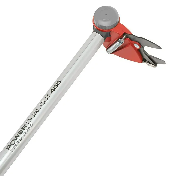 Wolf-Garten Teleskop-Astschere PDC RR 400 T - Schneidsystem Gartenschere: Bypass, Max. Aststärke: 35 mm - Detailaufnahme einer Heckenschere Power Dual Cut 400, die durch ihr präzises Schneidesystem für den professionellen Einsatz konzipiert wurde.