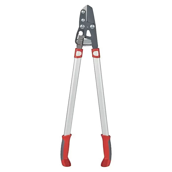 Wolf-Garten Astschere RS 800 V - Max. Aststärke: 50 mm, Amboss - Bypass-Astschere mit grauen Klingen, silbernen Stielen und roten und grauen, ergonomischen Griffen.