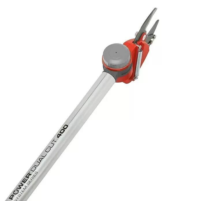Wolf-Garten Teleskop-Astschere PDC RR 400 T - Schneidsystem Gartenschere: Bypass, Max. Aststärke: 35 mm - Silberner und roter Astschneidekopf mit langem Stiel, scharfen Klingen und Federmechanismus.