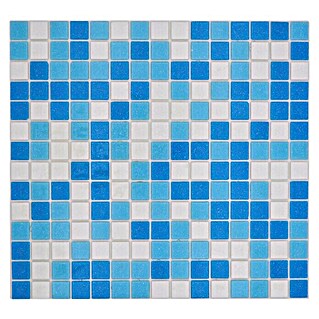 Mosaikfliese Quadrat Crystal Mix GM A 323P (32,7 x 30,5 cm, Weiß/Blau, Glänzend)