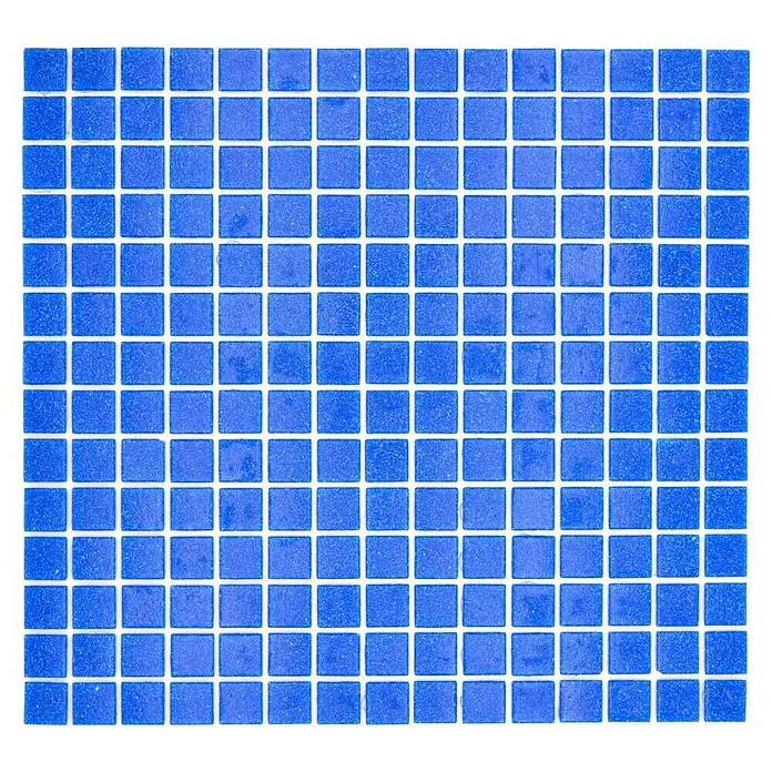 Mosaikfliese Quadrat Crystal Uni GM A 38P - 32,7 x 30,5 cm, Dunkelblau, Glänzend - Quadratische blaue Mosaikfliese mit klaren weißen Fugen, ideal für Badezimmer oder Küchen, die einen Hauch von Frische verleihen.