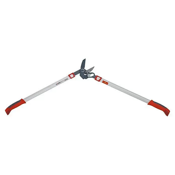 Wolf-Garten Astschere RS 750 - Max. Aststärke: 45 mm, Amboss, Länge: 75 cm - Graue und rote Astschere mit langen Griffen, zum Schneiden von Ästen geöffnet.