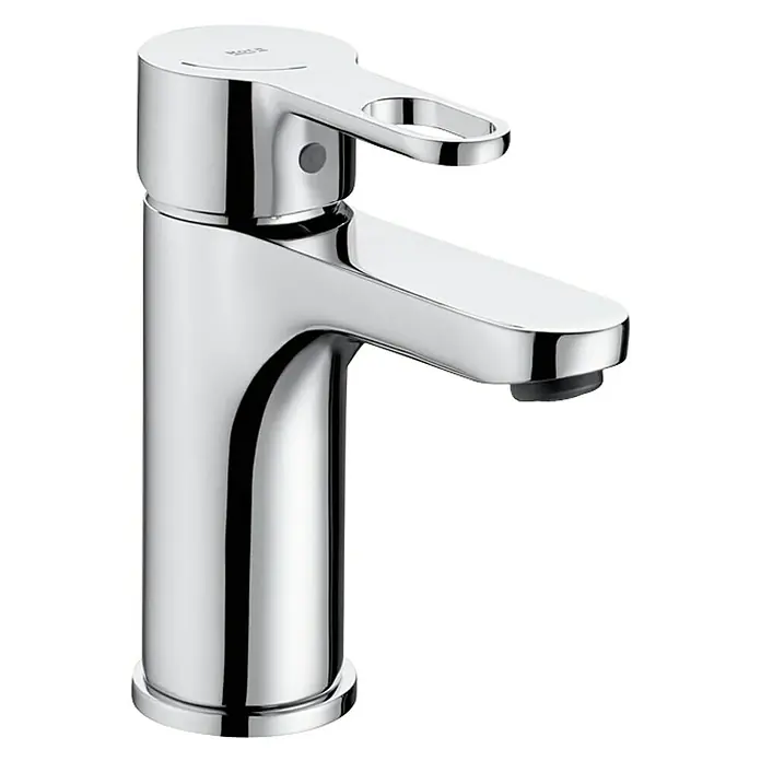 Roca Atis Grifo de lavabo - Cromo, Brillante - Grifo de baño cromado brillante con una sola palanca y diseño moderno, ideal para lavabos elegantes y decoración de baño.