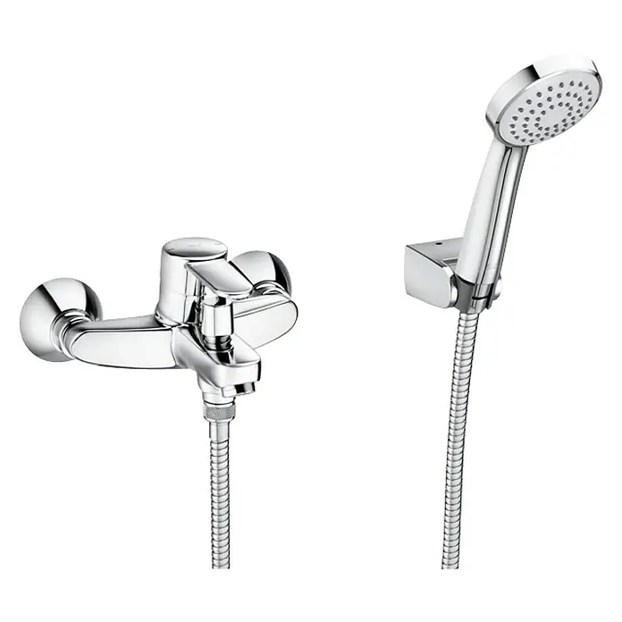 Roca Mitos Grifo monomando de bañera - Cromo, Resplandeciente - Grifo de ducha cromado con rociador y manguera. Diseño elegante para baños modernos.