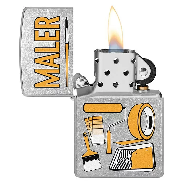 Zippo Sturmfeuerzeug Classic Street Chrome™ - Maler - Vorderansicht