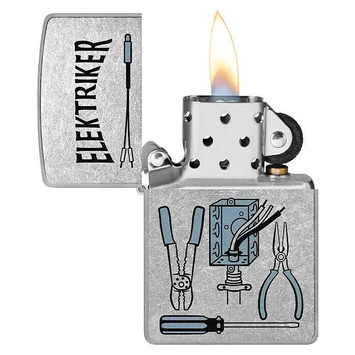 Zippo Sturmfeuerzeug Classic Street Chrome™ - Elektriker - Vorderansicht
