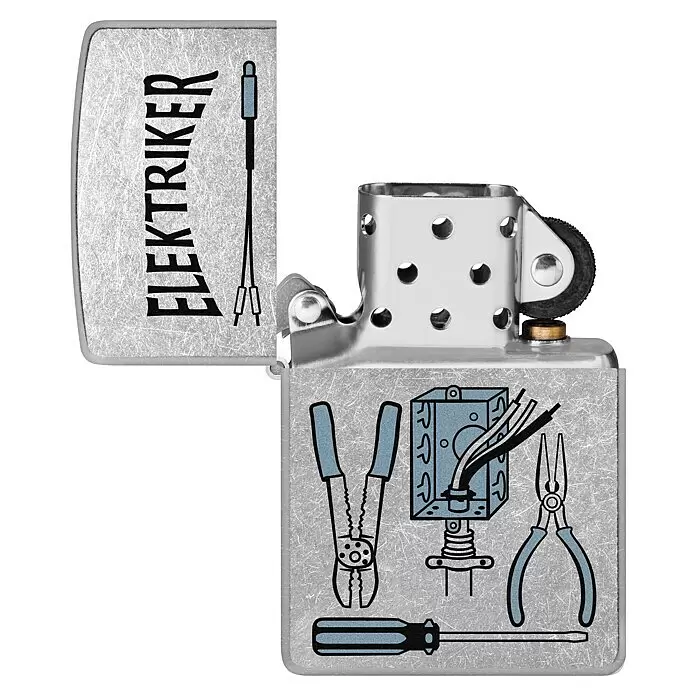 Zippo Sturmfeuerzeug Classic Street Chrome™ - Elektriker - Vorderansicht