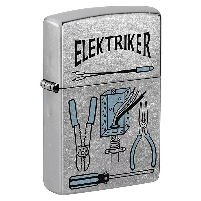 Zippo Sturmfeuerzeug Classic Street Chrome™ - Elektriker - Diagonale Ansicht