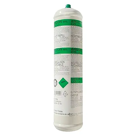 Botella de argón y CO2