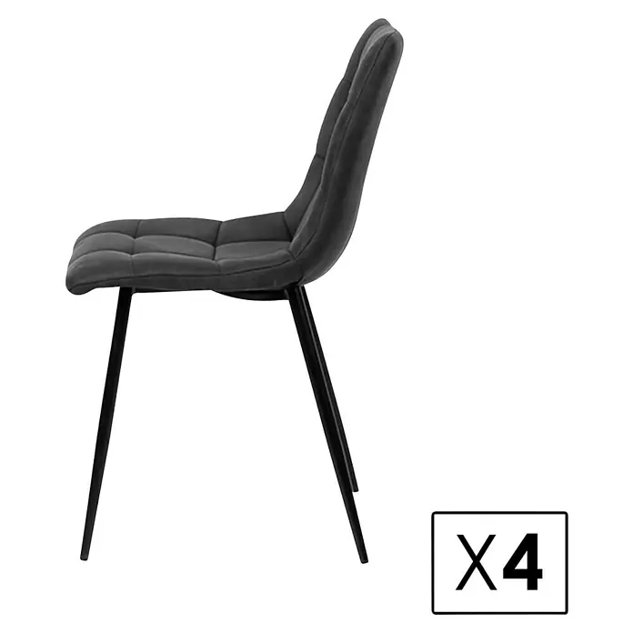 Silla Ivy - Pizarra, 4 ud. - Una silla de comedor gris con patas negras, disponible en un juego de cuatro. Elegante y moderno para tu hogar.