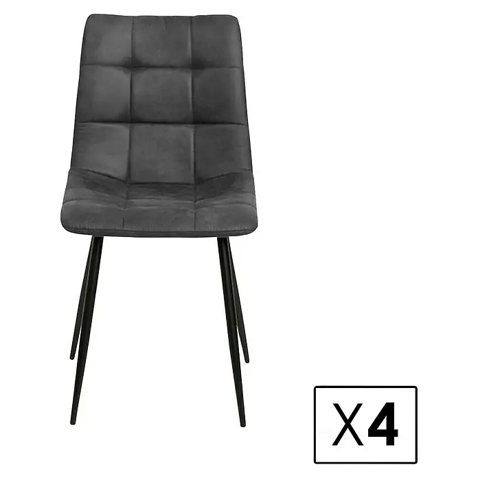 Silla Ivy - Pizarra, 4 ud. - Imagen de una silla tapizada gris en un conjunto de cuatro, ideal para comedor o cocina con diseño moderno y asiento confortable.