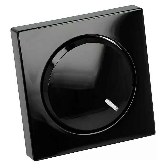 Busch-Jaeger Future Linear Dimmerabdeckung 6540-81-101 - Anthrazit, Kunststoff - Schwarzer quadratischer Drehdimmer mit Rundknopf und silbernem Indikator.