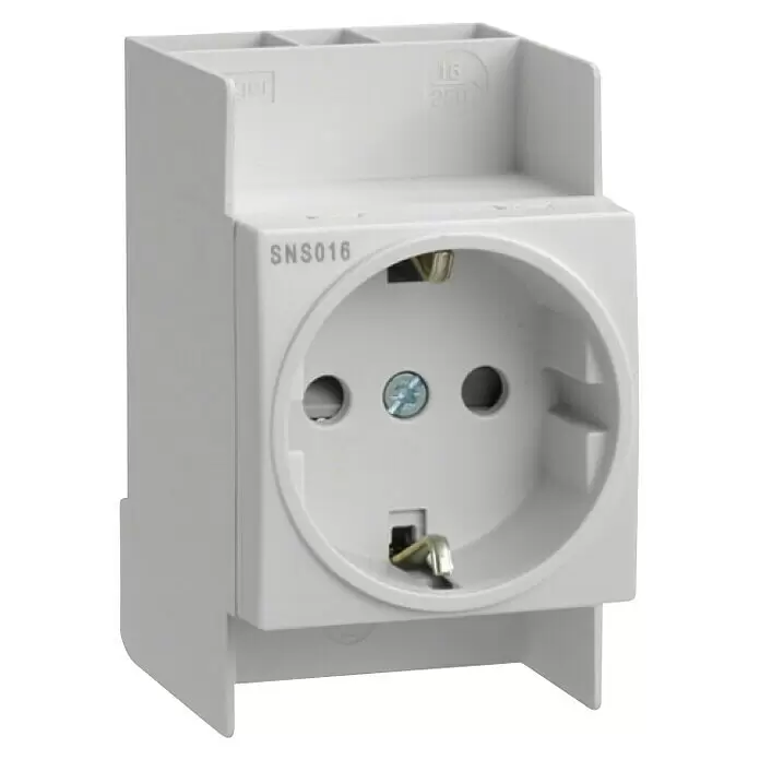 Hager Steckdose SNS016 - 16 A - Weiße DIN-Schienen-Steckdose Schuko, Produktcode SNS016.