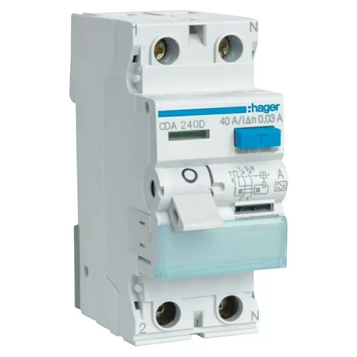 Hager FI-Schalter CDA240D40 A, Typ A, 30 mA, Polanzahl: 2