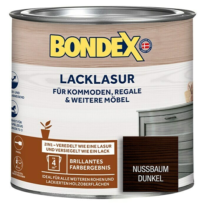 Bondex Lacklasur (Nussbaum dunkel, 375 ml, Seidenglänzend)