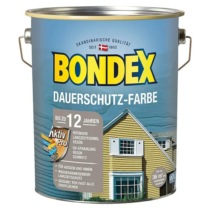 Bondex Dauerschutzfarbe - Weiß, 4 l - Farbdose Bondex Dauerschutz-Farbe, skandinavische Qualität seit 1902, für dauerhaften Schutz und vielseitige Oberflächen im Innen- und Außenbereich.