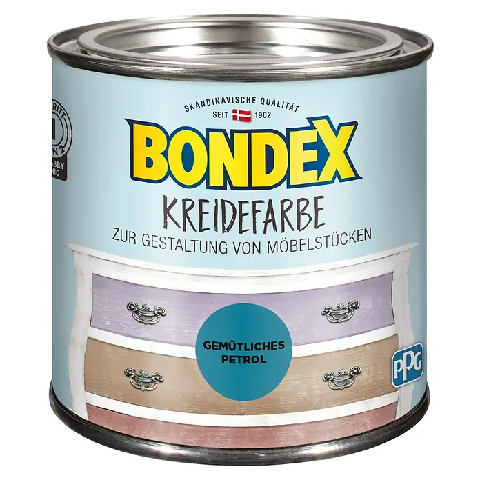 Bondex Kreidefarbe - Gemütliches Petrol, 500 ml - Dose Bondex Kreidefarbe "Gemütliches Petrol" für Möbelgestaltung. Skandinavische Qualität für einzigartige DIY-Projekte.