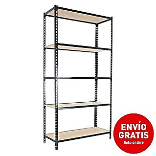 Simonrack Maderclick Estantería metálica Plus (Al x An x Pr: 200 x 100 x 50 cm, Capacidad de carga por balda: 150 kg, Número de baldas: 5 ud., Inserción, Gris antracita)