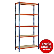 Simonrack Estantería para cargas pesadas Plus 5/500 (L x An x Al: 50 x 100 x 200 cm, Capacidad de carga: 150 kg/balda, Número de baldas: 5 ud., Azul/Naranja)