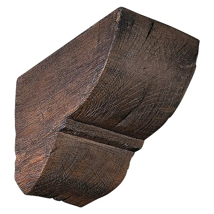 Decosa Elemento decorativo - 13 x 20 cm, Poliuretano, Roble oscuro - Una ménsula decorativa rústica hecha de madera oscura, ideal para el diseño de interiores y soporte elegante.
