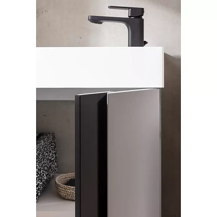 Camargue Bella Waschtischunterschrank - B x T x H: 49 x 35 x 63 cm, Grau/Schwarz - Detailaufnahme