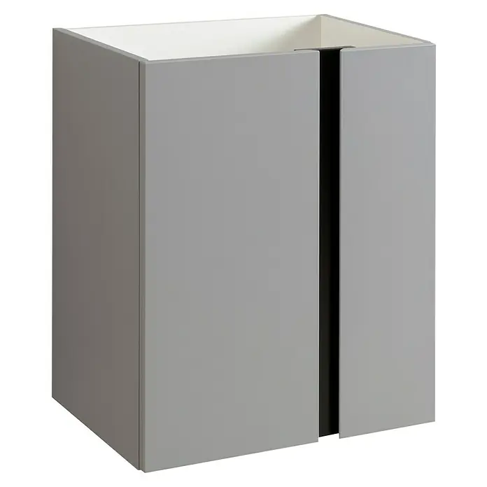 Camargue Bella Waschtischunterschrank - B x T x H: 49 x 35 x 63 cm, Grau/Schwarz - Grauer Badezimmerschrank mit offenem Regal zur Aufbewahrung von Badutensilien und Handtüchern. Zeitloses Design für moderne Badezimmer.