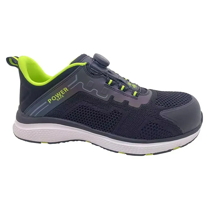 Zapato bajo de seguridad Fynn - Zapatos bajos, 44, Clase de protección según EN ISO 20345: S1P, Negro/Amarillo flúor - Aquí tienes un zapato de seguridad negro con detalles amarillos y grises, que combina comodidad y protección.