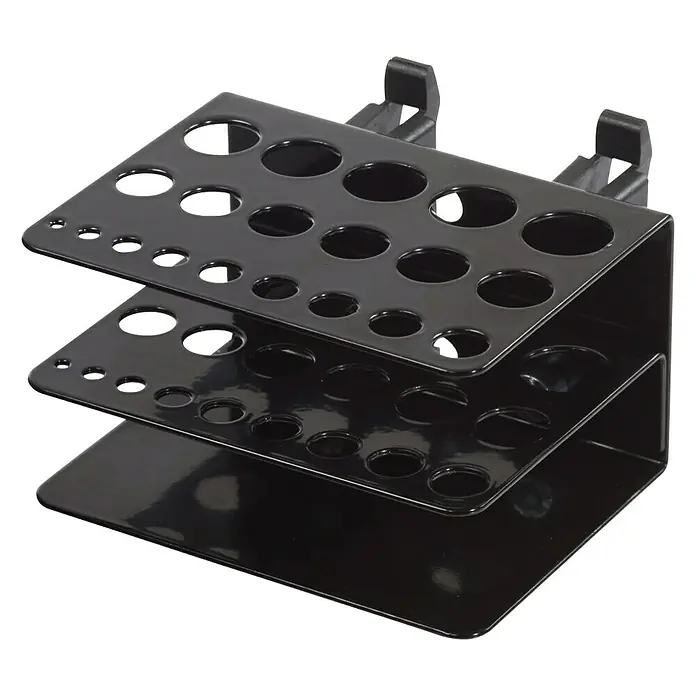 Wolfcraft Soporte portaherramientas - Apto para: Puntas - Portalápices de metal negro con múltiples orificios para guardar bolígrafos o pinceles en tres niveles.