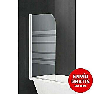 Mampara para bañera Nora (An x Al: 80 x 140 cm, Vidrio serigrafiado, Blanco)