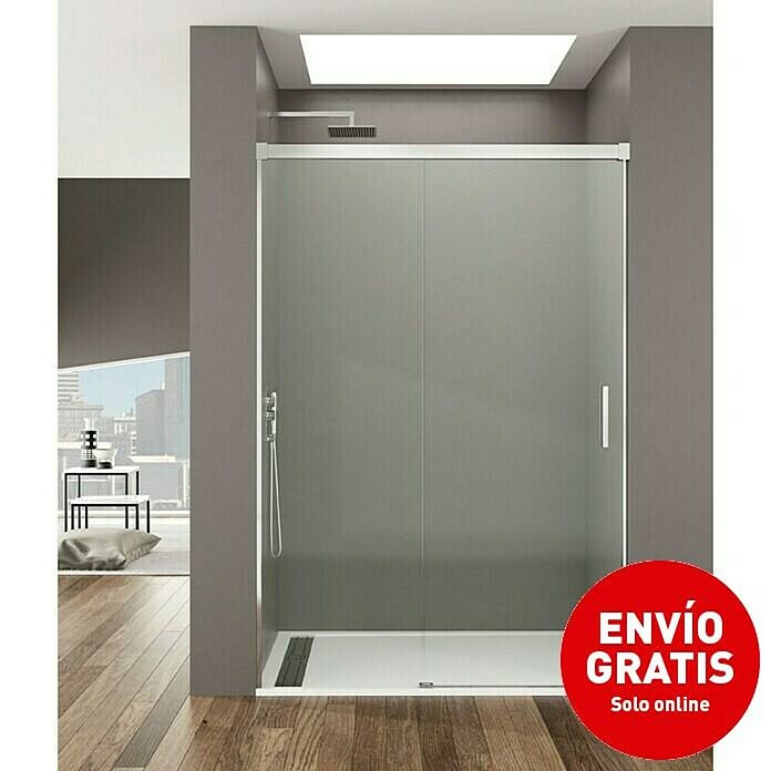 GME Mampara de ducha frontal Basic (An x Al: 115 x 195 cm, Anodizado, 6 mm, Plata brillo)