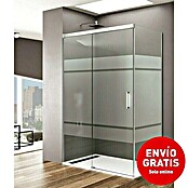 GME Mampara de ducha frontal Basic (L x An x Al: 80 x 110 x 195 cm, Vidrio serigrafiado, Plata brillo) | BAUHAUS