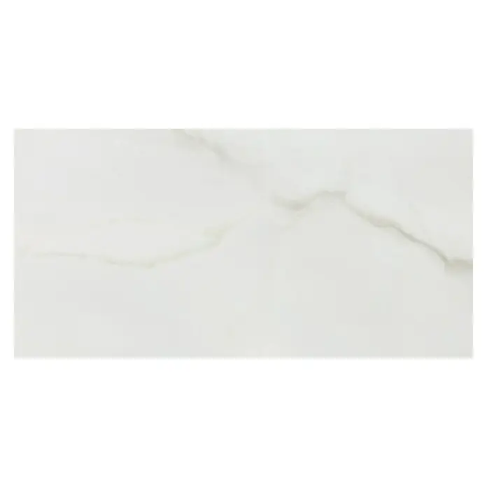 Feinsteinzeugfliese Calacatta Africa - 60 x 120 cm, Weiß, Glänzend - Elegante Marmorfliese in Weiß mit subtilen grauen Adern, perfekt für moderne Innenräume. Die polierte Oberfläche reflektiert das Licht wunderschön.