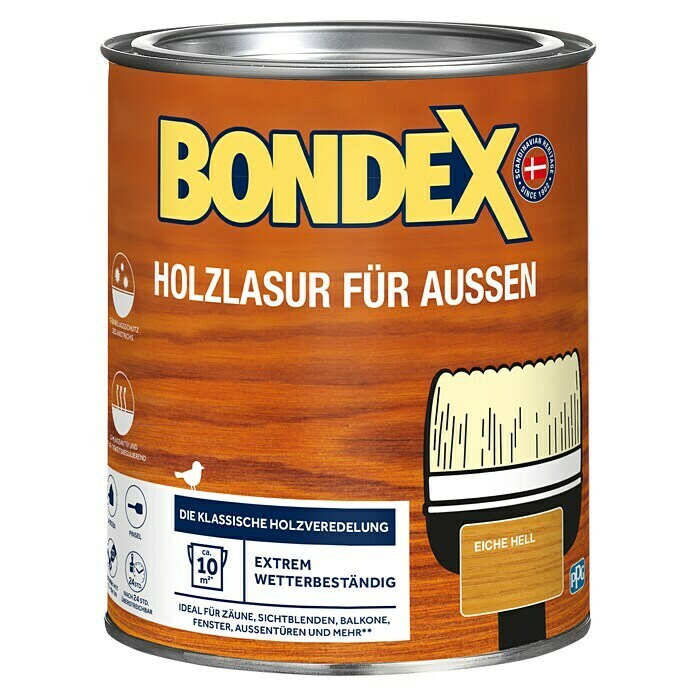 Bondex Holzlasur (Eiche Hell, Seidenmatt, 750 ml, Lösemittelbasiert)