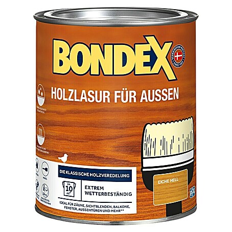Bondex Holzlasur für Außen (Eiche Hell, 750 ml, Seidenmatt)