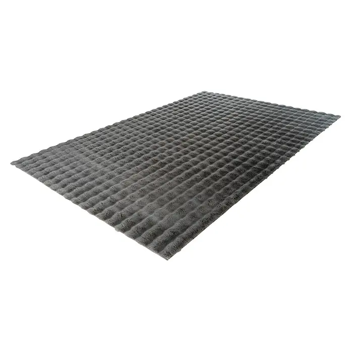 Hochflorteppich Harmony - Graphite, 150 x 80 cm, 100 % Polyester (Flor) - Rechteckiger, grauer Teppich mit geprägtem Muster und weicher Textur, perfekt für ein gemütliches Ambiente im Zuhause.