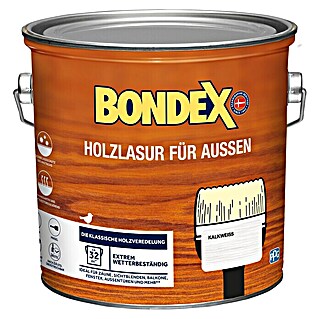 Bondex Holzlasur für Außen (Kalkweiß, Seidenmatt, 2,5 l, Lösemittelbasiert)