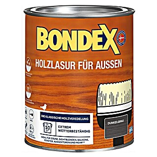 Bondex Holzlasur für Außen (Dunkelgrau, Seidenmatt, 750 ml, Lösemittelbasiert)