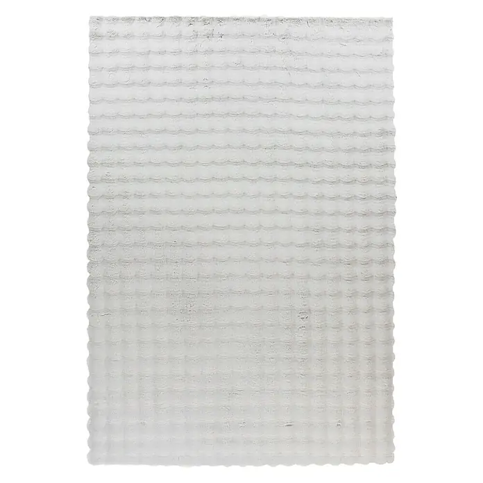 Hochflorteppich Harmony - Silber, 170 x 120 cm, 100 % Polyester (Flor) - Ein weicher, weißer Teppich mit gewelltem Muster, der für Komfort und Stil in jedem Raum sorgt. Der Teppich ist vielseitig und einladend.