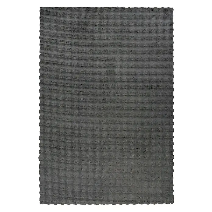 Hochflorteppich Harmony - Graphite, 150 x 80 cm, 100 % Polyester (Flor) - Grauer Badteppich mit Waffelstruktur für ein gemütliches Badezimmer. Die Oberfläche ist weich und saugfähig, ideal für den täglichen Gebrauch.