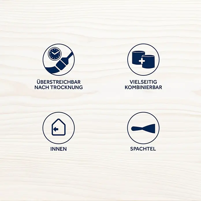 Bondex Wachskittstange - Eibe/Erle, 7 g - Symbolreihe für Produktmerkmale: Überstreichbar nach Trocknung, vielseitig kombinierbar, für Innen, Spachtel geeignet.
