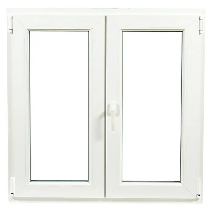 Solid Elements Ventana de PVC practicable-oscilobatiente - 100 x 100 cm, Derecha, Blanco - Ventana de plástico blanca con dos hojas y un tirador en el centro, ideal para viviendas modernas.