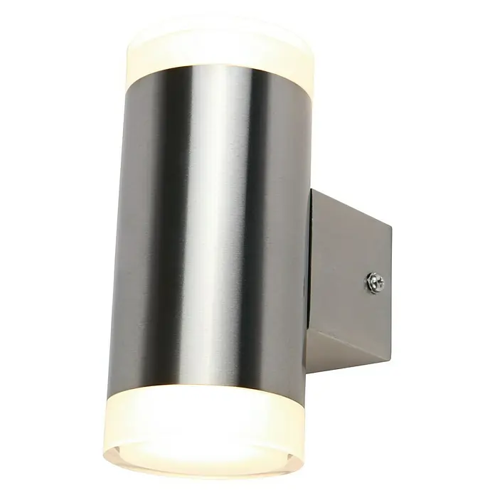Lutec Aplique exterior LED Bilayer - 8 W, 13 x 13 x 11 cm, Plateado, IP44 - Lámpara de pared LED de acero inoxidable para exteriores con luz blanca cálida para iluminación elegante.
